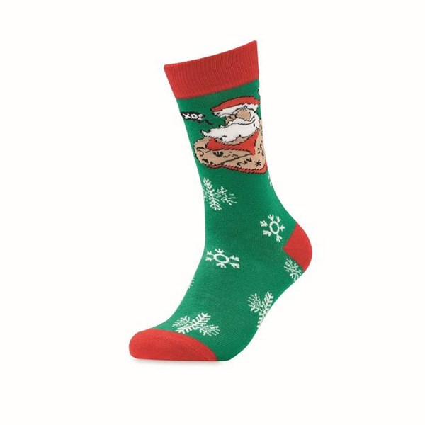 Obrázky: Pár ponožiek s vianočným motívom, veľ. M zelené