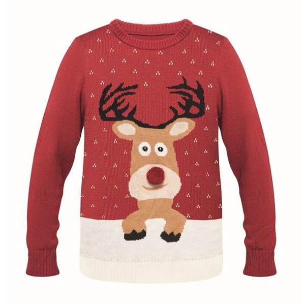 Obrázky: Červený vianočný sveter s motívom soba, veľ. L/XL, Obrázok 1