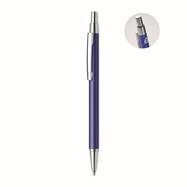 Obrázky: Modré guličkové pero z hliníka s modrou náplňou, Obrázok 1