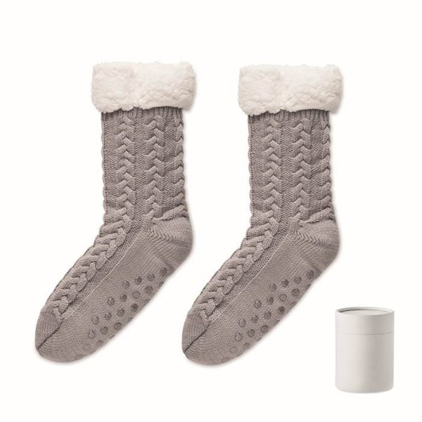 Obrázky: Šedé pletené ponožky, 1 pár, veľ. L