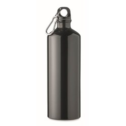 Obrázky: Čierna jednostenná hliníková fľaša s karabínou 1 l