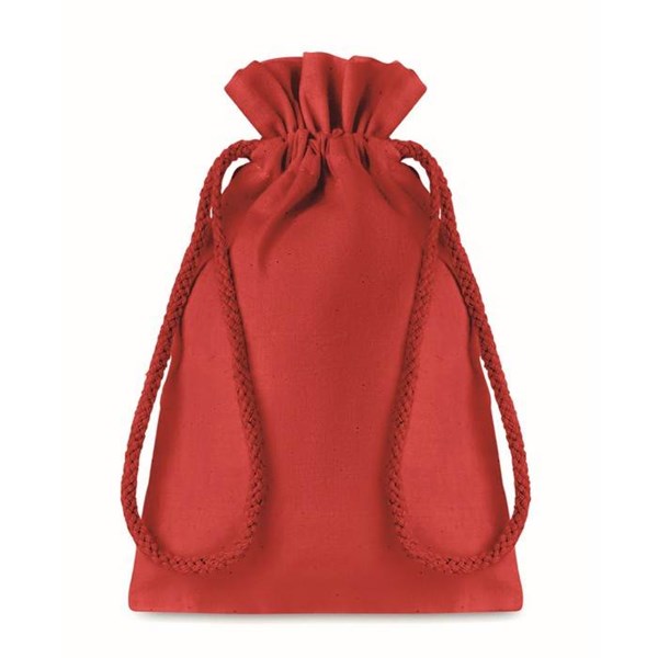 Obrázky: Malý červený bavlnený váčok so šnúrkou 14x22 cm