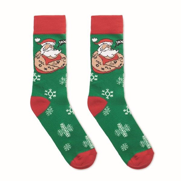 Obrázky: Pár ponožiek s vianočným motívom, veľ. M zelené, Obrázok 2