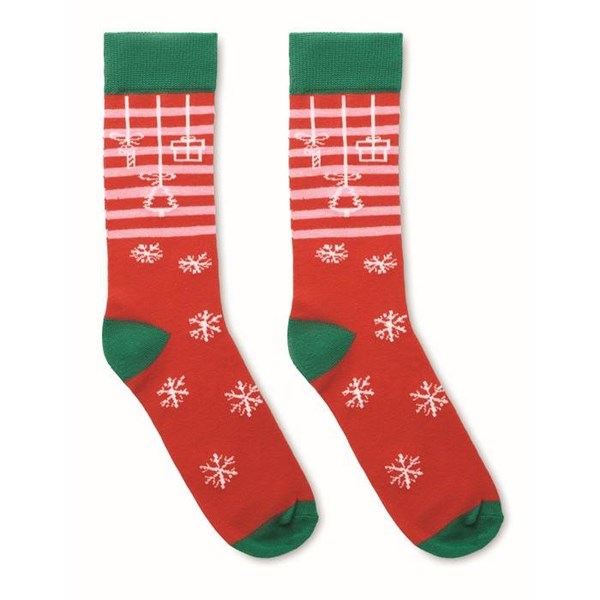 Obrázky: Pár ponožiek s vianočným motívom, veľ. L červené, Obrázok 2
