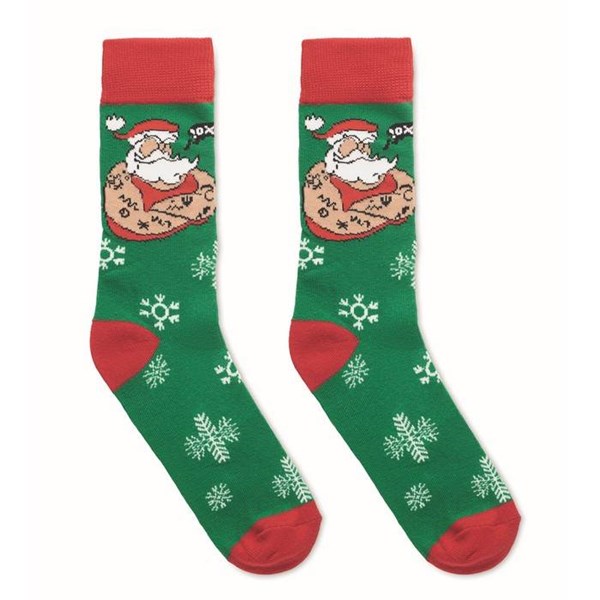 Obrázky: Pár ponožiek s vianočným motívom, veľ. L zelené, Obrázok 2