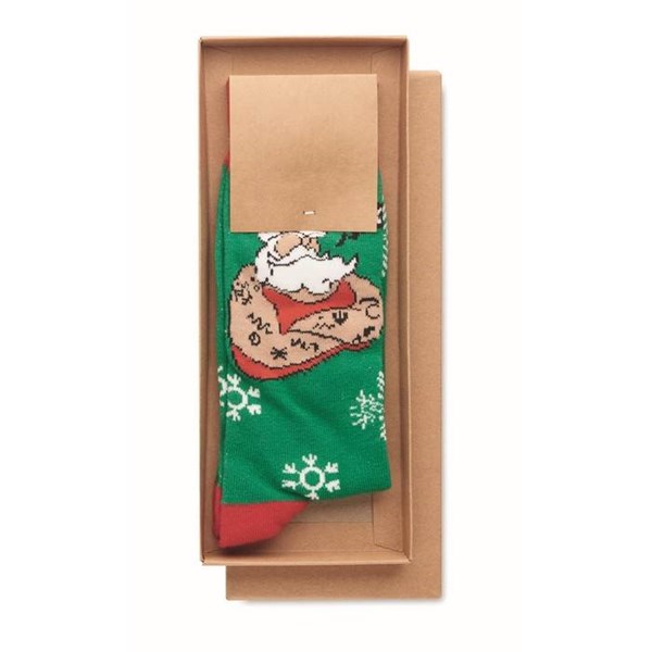 Obrázky: Pár ponožiek s vianočným motívom, veľ. L zelené, Obrázok 3