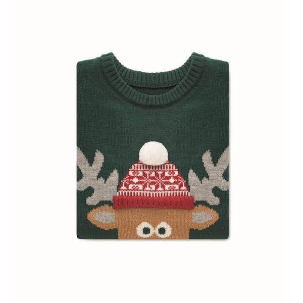 Obrázky: Zelený Vianočný sveter s motívom soba, veľ. S/M, Obrázok 3