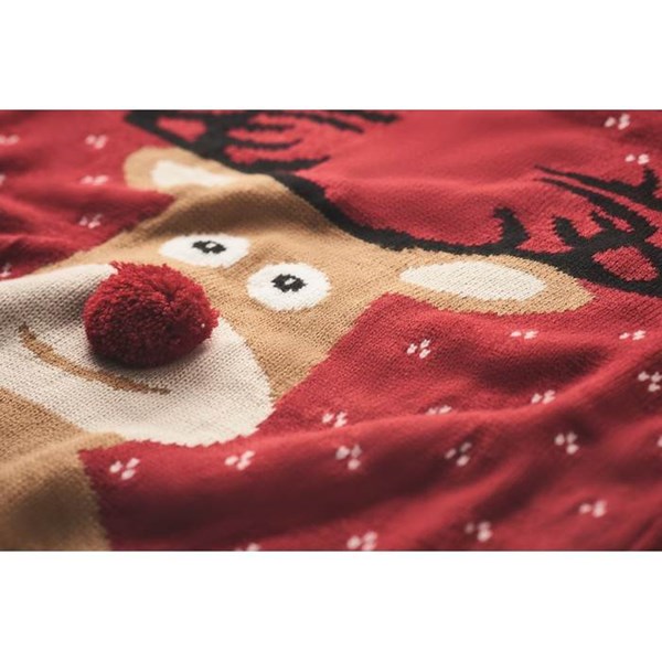Obrázky: Červený vianočný sveter s motívom soba, veľ. L/XL, Obrázok 4