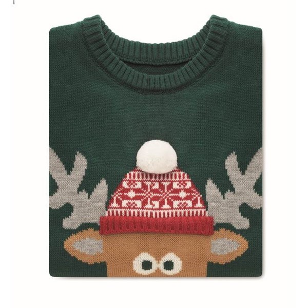 Obrázky: Zelený vianočný sveter s motívom soba, veľ. L/XL, Obrázok 3