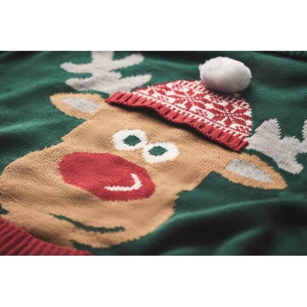 Obrázky: Zelený vianočný sveter s motívom soba, veľ. L/XL, Obrázok 4