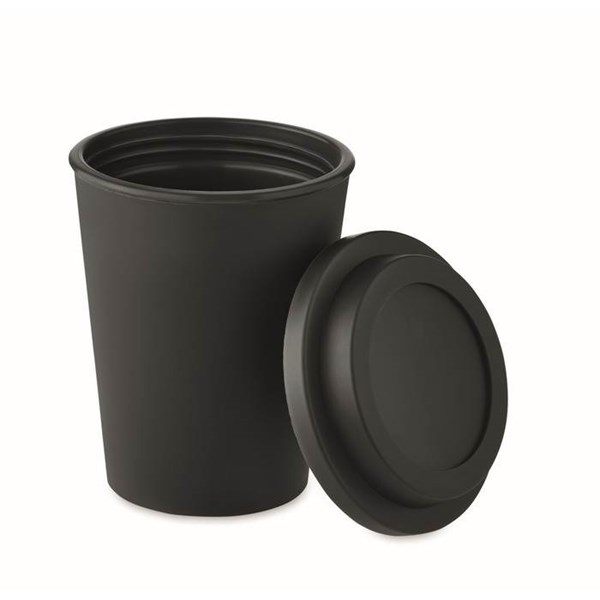 Obrázky: Dvojstenný pohár PP s viečkom 300 ml, čierny, Obrázok 2