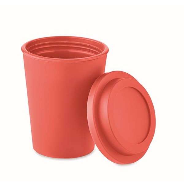 Obrázky: Dvojstenný pohár PP s viečkom 300 ml, červený, Obrázok 2