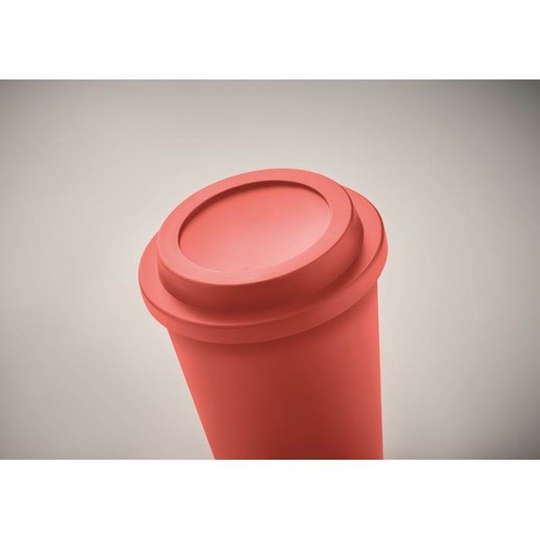 Obrázky: Dvojstenný pohár PP s viečkom 300 ml, červený, Obrázok 3