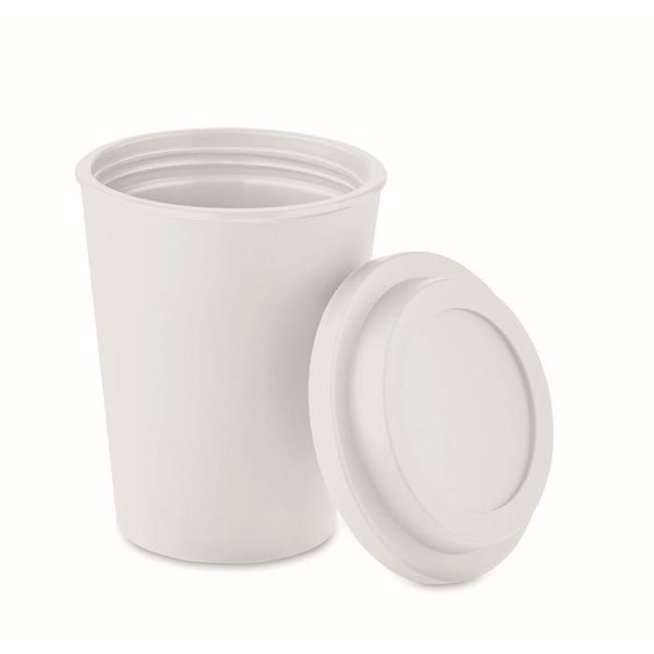 Obrázky: Dvojstenný pohár PP s viečkom 300 ml, biely, Obrázok 3
