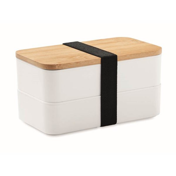 Obrázky: Dvojposchodový obedový box, bambus.veko, biely, Obrázok 9