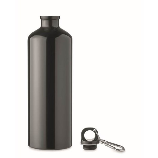 Obrázky: Čierna jednostenná hliníková fľaša s karabínou 1 l, Obrázok 2