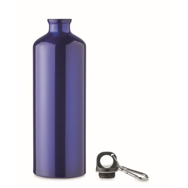 Obrázky: Modrá jednostenná hliníková fľaša s karabínou 1 l, Obrázok 2