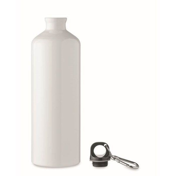 Obrázky: Biela jednostenná hliníková fľaša s karabínou 1 l, Obrázok 3