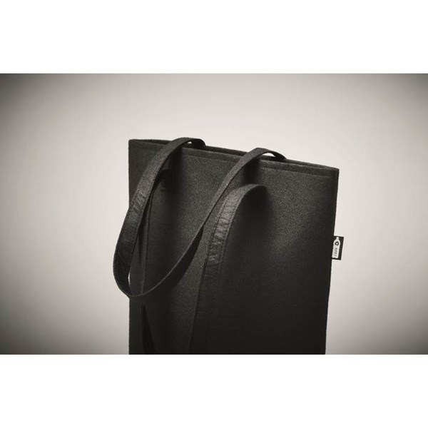 Obrázky: Čierna nákupná plstená taška RPET s dlhými ušami, Obrázok 5