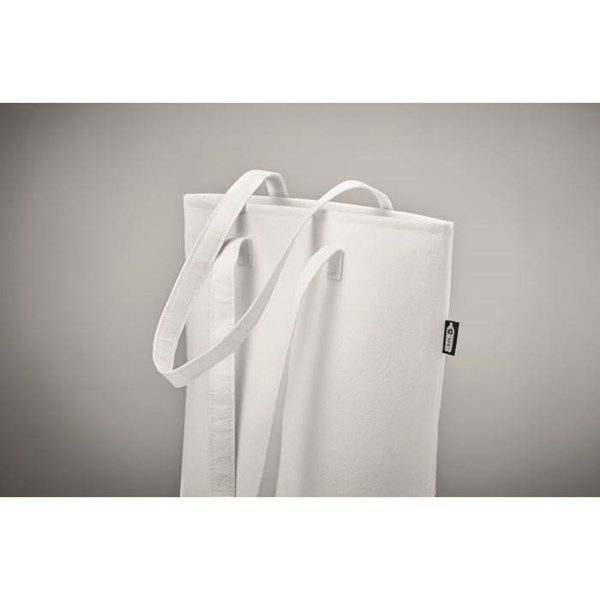 Obrázky: Biela nákupná plstená taška RPET s dlhými ušami, Obrázok 5