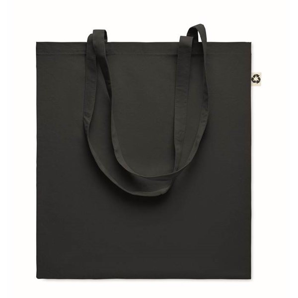 Obrázky: čierna nákupná taška z recykl. bavlny 140 g/m2, Obrázok 2
