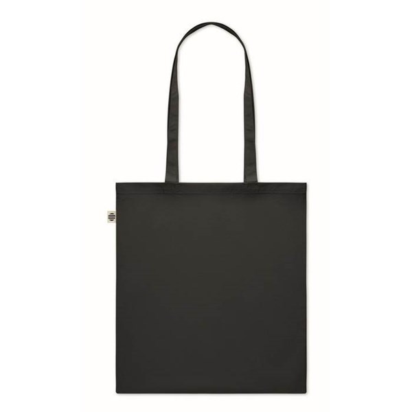 Obrázky: čierna nákupná taška z recykl. bavlny 140 g/m2, Obrázok 3