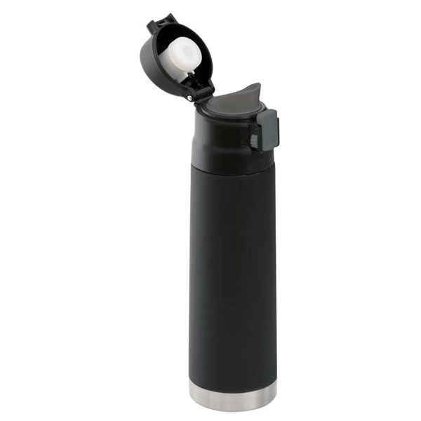 Obrázky: Čierna kovová termoska 500 ml so zatváracím klipom, Obrázok 2
