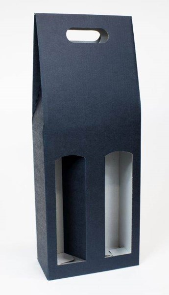 Obrázky: Papierová krabica na 2 fľ.vína alebo piva, modrá