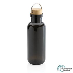 Obrázky: Fľaša z RPET s bambusovým viečkom a madlom čierna