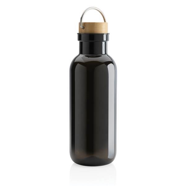 Obrázky: Fľaša z RPET s bambusovým viečkom a madlom čierna, Obrázok 2