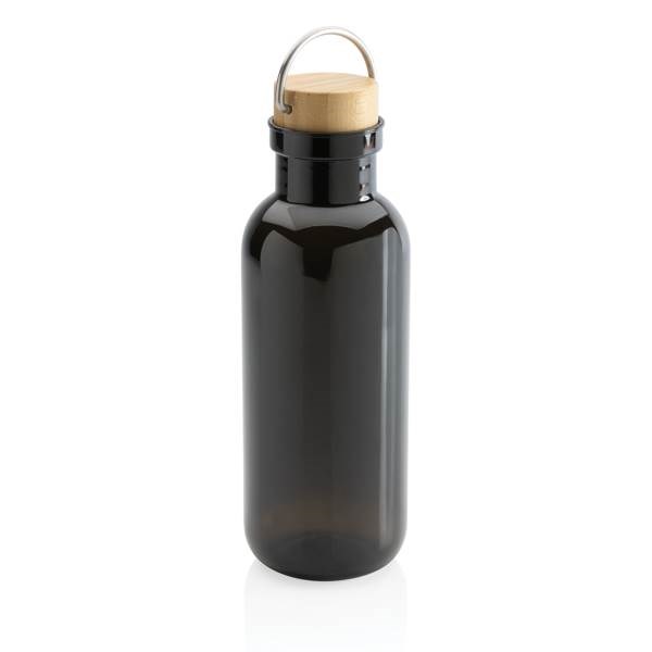 Obrázky: Fľaša z RPET s bambusovým viečkom a madlom čierna, Obrázok 4