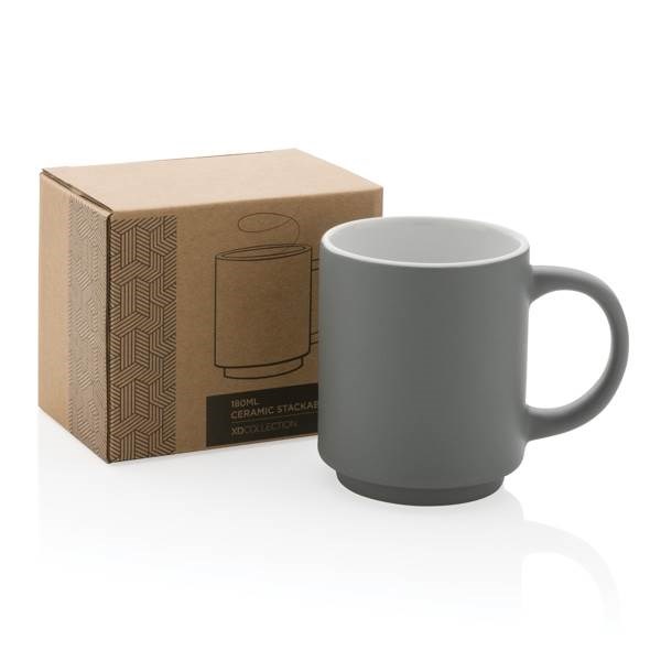 Obrázky: Stohovateľný keramický hrnček 180 ml šedý, Obrázok 7