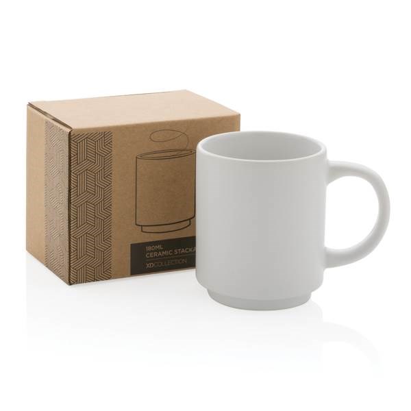 Obrázky: Stohovateľný keramický hrnček 180 ml biely, Obrázok 8