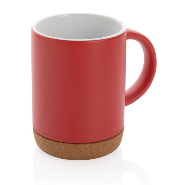 Obrázky: Keramický hrnček ,korkový podstavec 280ml červený