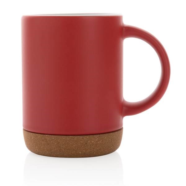 Obrázky: Keramický hrnček ,korkový podstavec 280ml červený, Obrázok 2