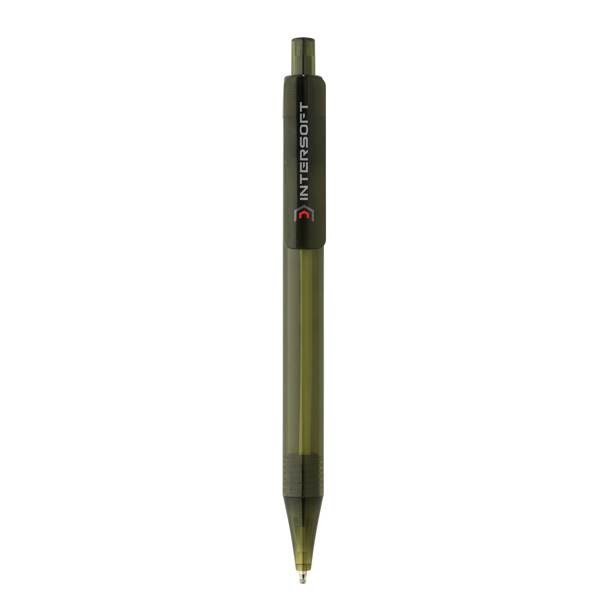Obrázky: Priehľadné pero X8 z GRS RPET, zelené, Obrázok 4