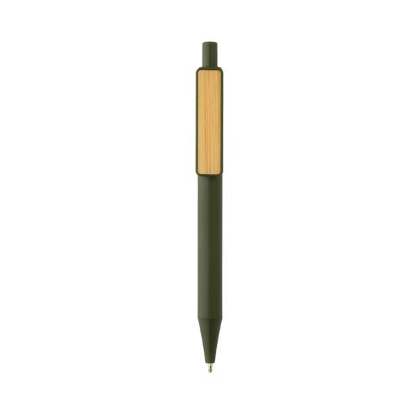 Obrázky: Zelené pero z recykl. plastu GRS RABS,bambus. klip, Obrázok 2
