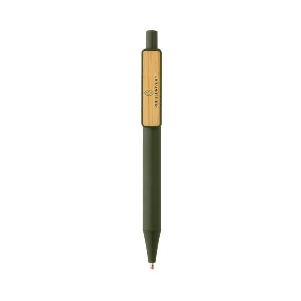 Obrázky: Zelené pero z recykl. plastu GRS RABS,bambus. klip, Obrázok 4