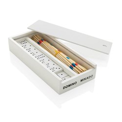 Obrázky: FSC® drevená sada domino/mikádo v bielej krabičke