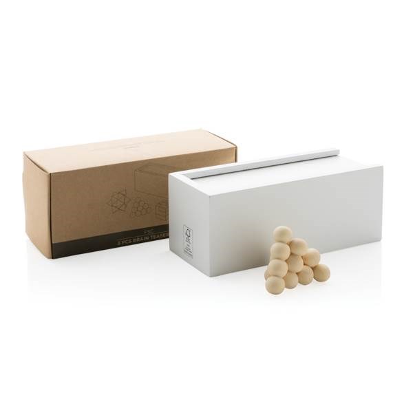 Obrázky: FSC®3diel. sada drevených hlavolamov,biela krabica, Obrázok 6