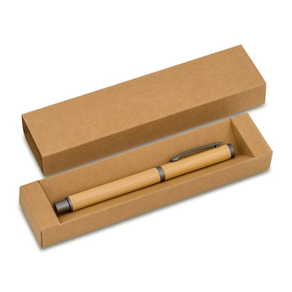 Obrázky: Pero z bambusu v kraftovej krabičke, modrá náplň
