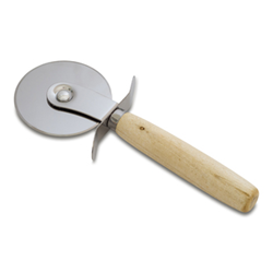 Obrázky: Oceľový nôž na pizzu s rukoväťou z dreva