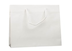 Obrázky: Papierová taška 42x13x37cm textil.šnúrky,lak,biela