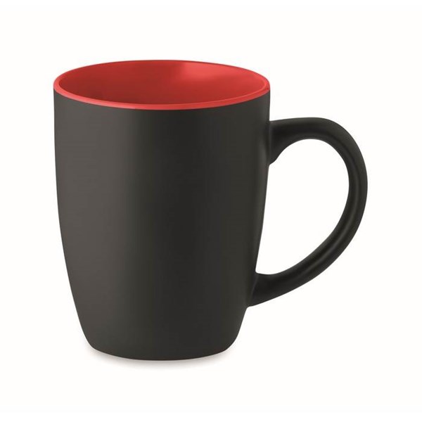Obrázky: Čierno-červený matný keramický hrnček 290 ml