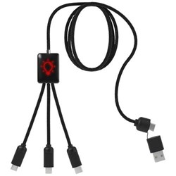 Obrázky: Dobíjací kábel 5v1 z rPET, červené svietiace logo
