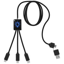 Obrázky: Dobíjací kábel 5v1 z rPET, modré svietiace logo