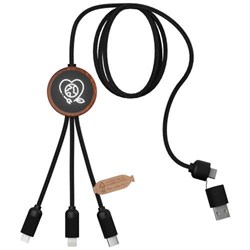 Obrázky: Dobíjací kábel 5v1 z rPET, guľaté svietiace logo