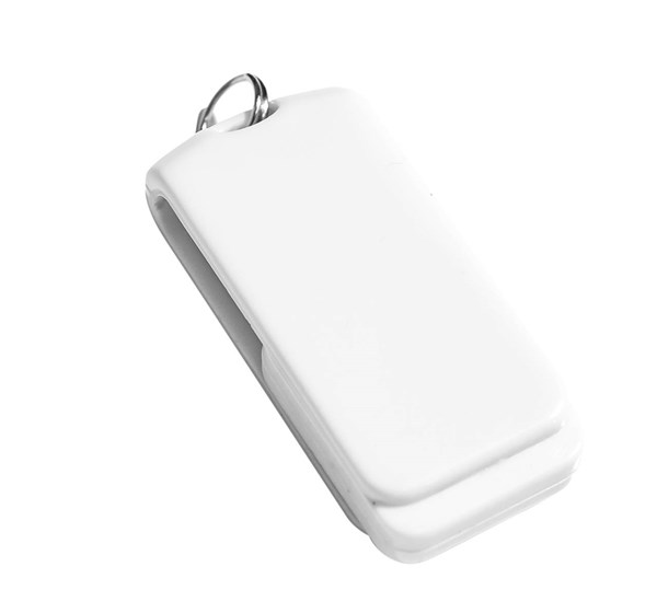 Obrázky: Malý biely otočný USB flash disk 32GB s krúžkom