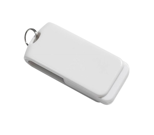 Obrázky: Malý biely otočný USB flash disk 32GB s krúžkom, Obrázok 2