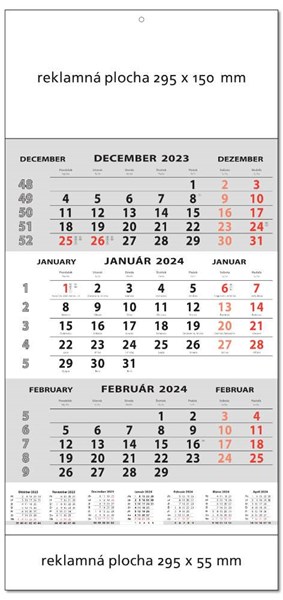 Obrázky: SPEDIT GREY, trojmesačný kalendár, 295x475 mm